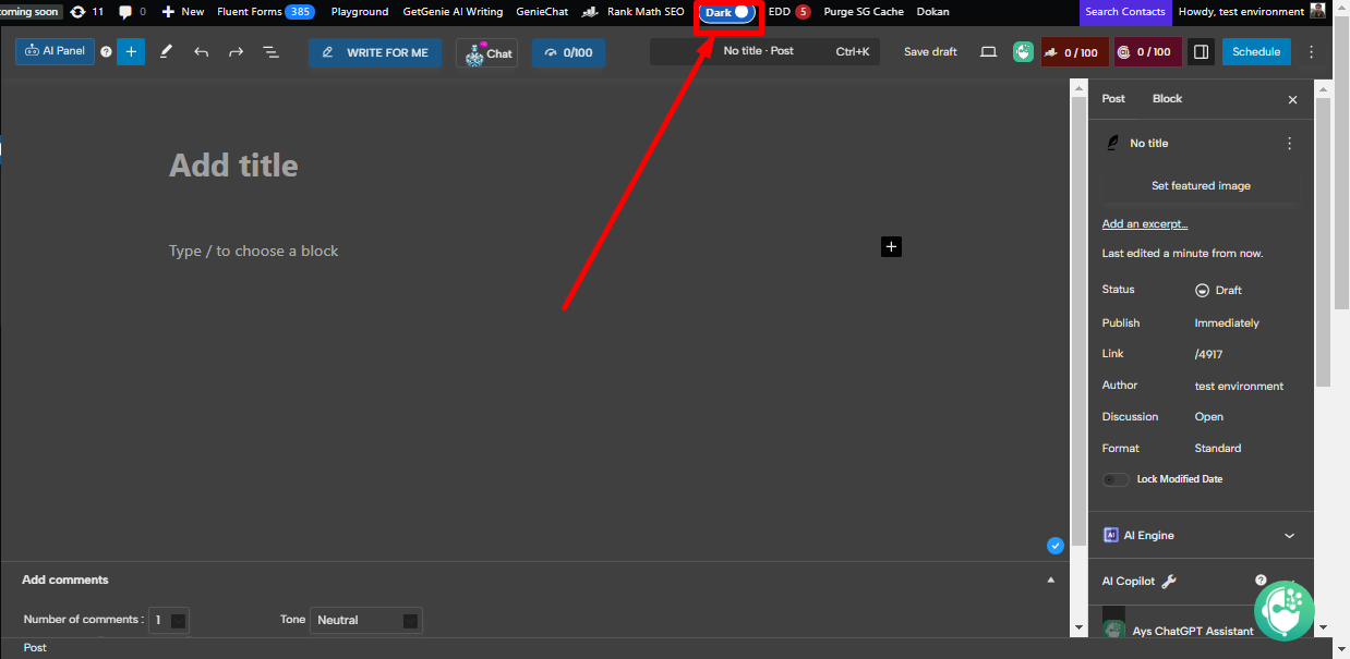 gutenberg dark mode