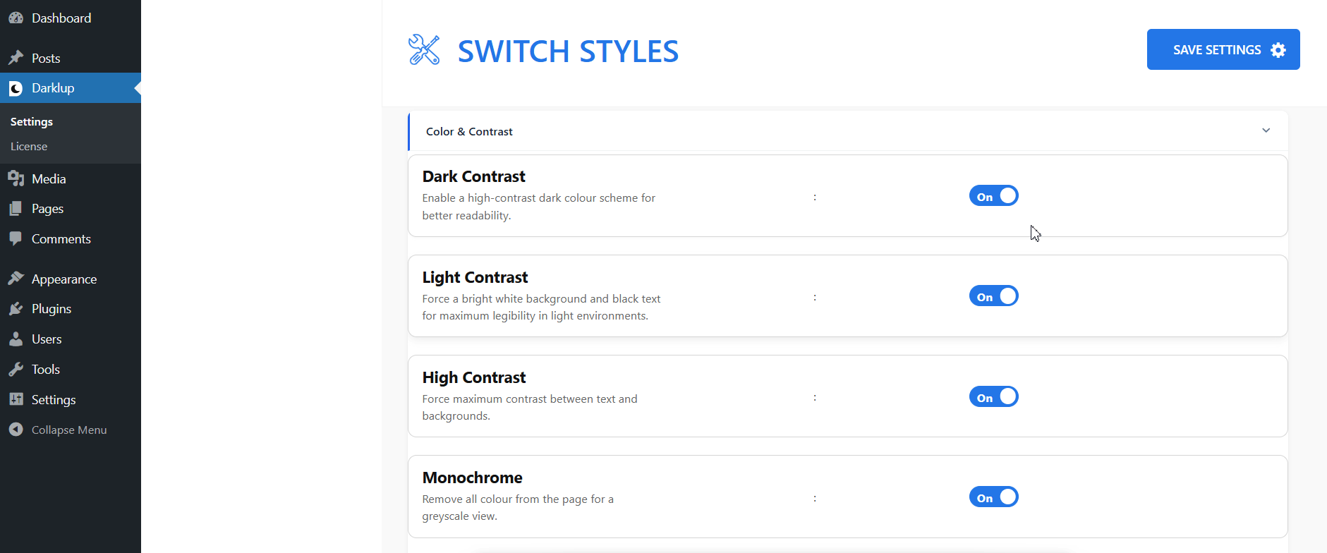 How to Configure Darklup Accessibility Dark Contrast Module